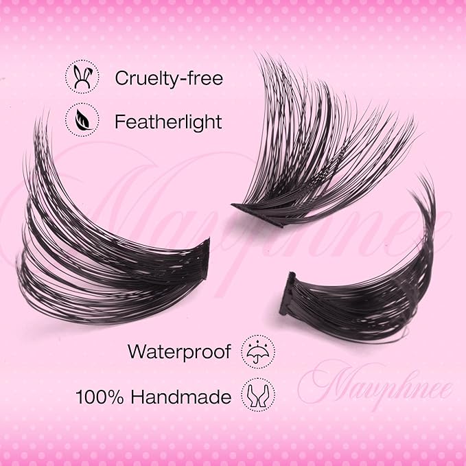 Lash Clusters Kit 14-20MM Long Eyelash Extension Kit 192Pcs Thick Volume DIY Lash Extensions Kit Soft Cluster Lashes D-Curly Individual Lashes Kit 120D+150D Mink Cluster Eyelash Extensions Kit