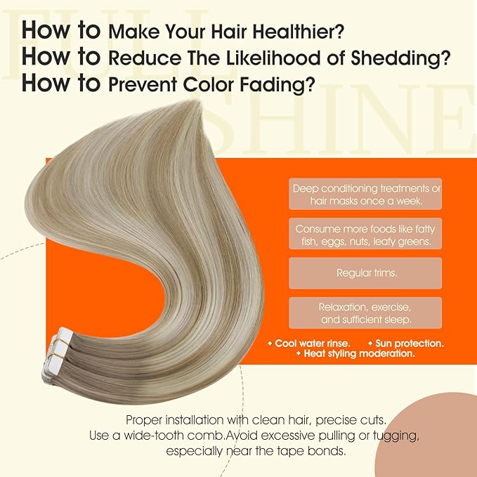 Full Shine Tape in Hair Extensions 20Inch Tape in Extensions Color 19/8/60 Grey Fading to Ash Brown And Blonde Remy Tape ins Human Hair Seamless Skin Weft for Women 50G Straight Hair Extensions 20Pcs