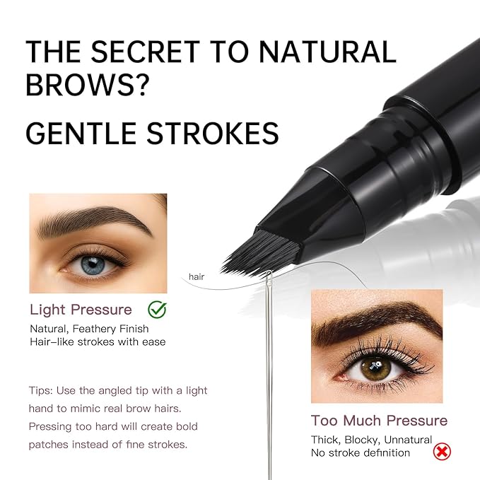 Liquid Microblading Eyebrow Pencils for Women–Waterproof, Quick-Drying, Eye Brow Pen with Angled Brush, Brow-Fection Natural Hair-Like Strokes, with Eyebrow Brush for Blending 02 Tawny Brown