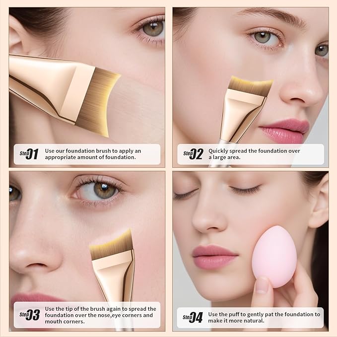 DUcare Flat Foundation Brush for Liquid Makeup, Soft and Fish Tail Shape Bristles for Seamless Application, Ideal for Liquid Foundation Cream
