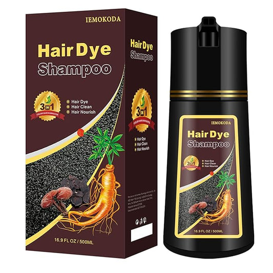 Dark Coffee Hair Dye Shampoo 3 in 1, Natural Brown Hair Color for Men & Women, Long Lasting Shampoo Para Canas for All Hair Types, Easy to Use Herbal Brown Dye, 16.9 Fl Oz (Dark coffee)