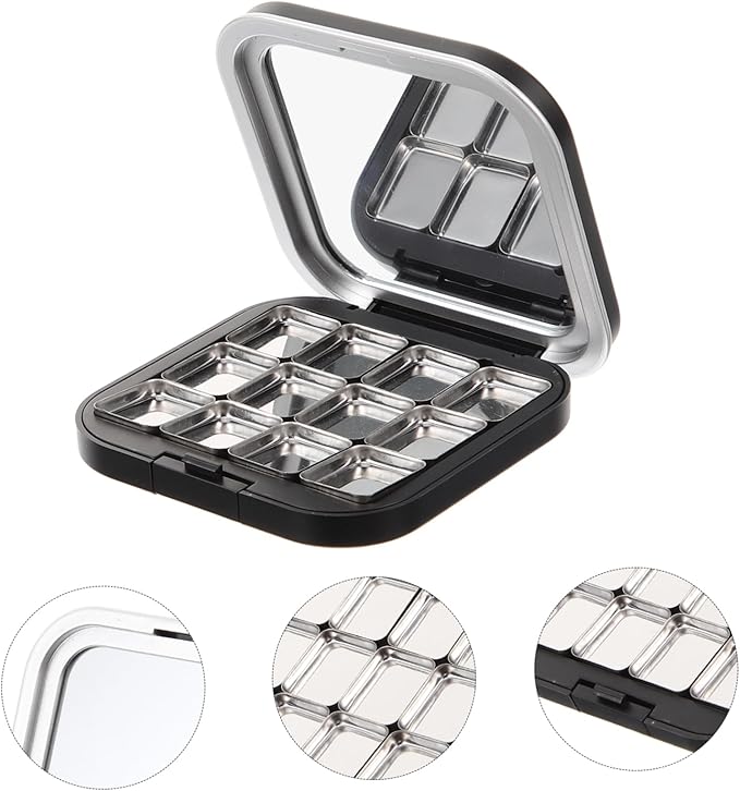 FRCOLOR 2Pcs Empty Magnetic Eyeshadow Makeup Palette DIY Blush Lipstick Contouring Powder Tray with 12 Grids Travel Size Cosmetic Pans Eyeshadow Makeup Containers for Women