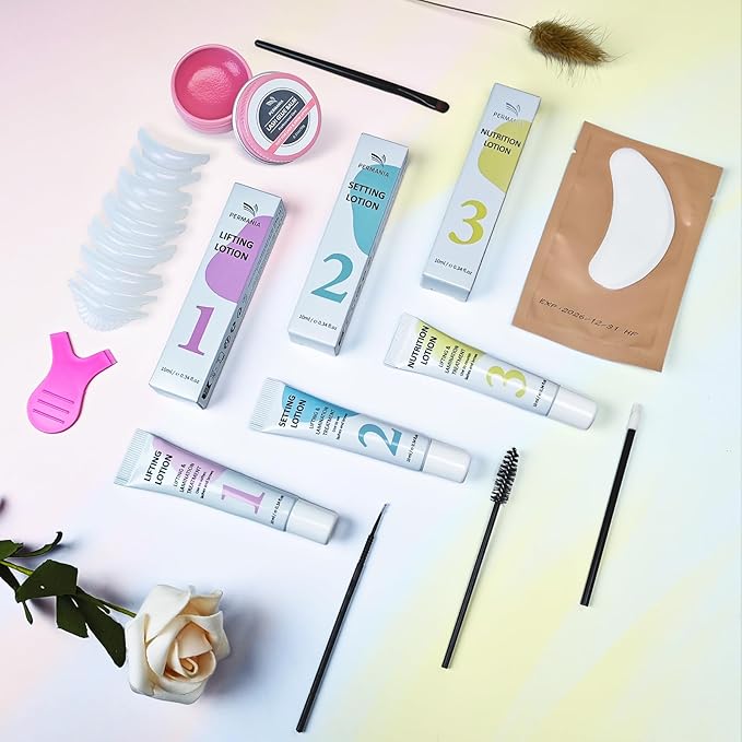 PERMANIA Korean Lash Lift Kit, Tube Design Easy to Apply Brow Lamination Kit for Natural Results Instant Lifting & Curling with Detailed Instruction