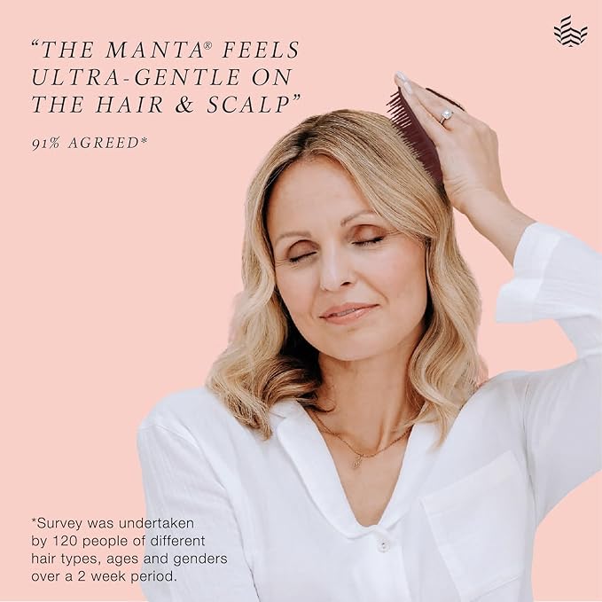 Manta Original Anti-Breakage Hairbrush – Gentle Detangling Brush for Wet & Dry Hair, Flexible Hairbrush for All Types, Healthy Hair Care for Women & Men, Burgundy