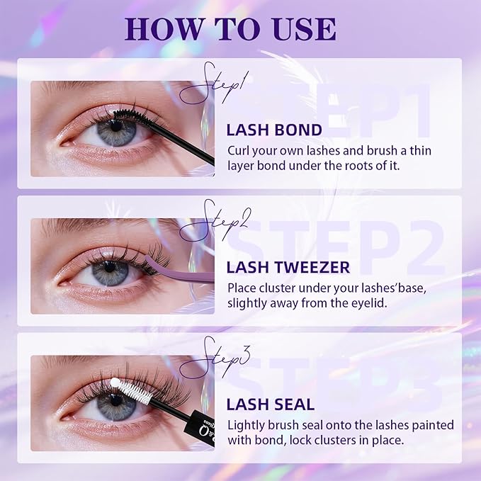 B&Q Lash Clusters Kit 132 pcs 5D Layered Volume Lash Extension Kit 8-18 mm Feathery Soft Lightweight Eyelash Clusters with Waterproof Bond and Seal Eyelash Applicator Remover (Set-Feath5D 07)