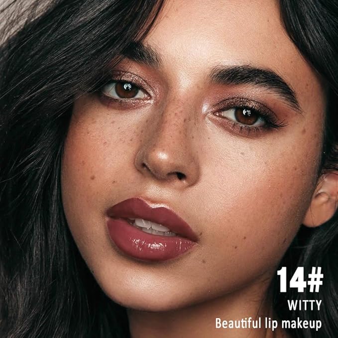 Kaely Longwear Shine Lipstick for Women, Highly Pigmented Liquid Lip Color Makeup, Non-Transfer Lip Gloss Stain Waterproof Smudge Proof 24 Hour, Glossy Finish, Vegan & Cruelty-free, 14 WITTY
