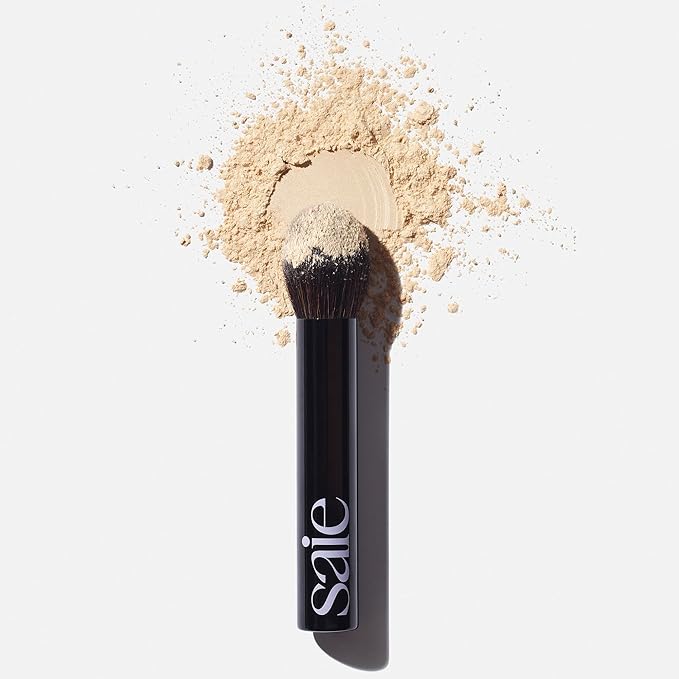 Saie The Fluffy Brush - Soft, Multi-Use Pressed + Loose Powder Brush - Fluffy Makeup Brush with Tapered Tip for Precise Application - Vegan, Cruelty-Free (1 Count)