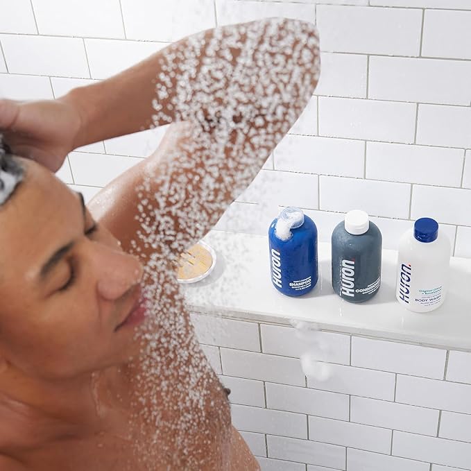 Huron Shower Kit - Shampoo, Conditioner, & Body Wash For Men - Sea Salt + Driftwood Scent - Hydrating & Nourishing Men’s Shampoo & Conditioner