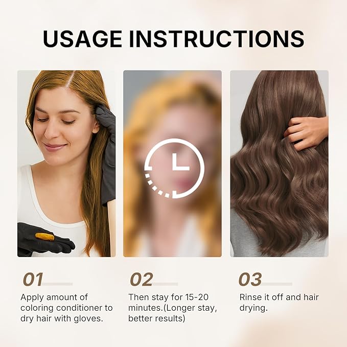 Karseell Hair Color Depositing Conditioner, Brown Hair Mask for Colored and Bleached Hair, Professional Refreshes Brown Color & Tone 500mL 16.9 fl oz