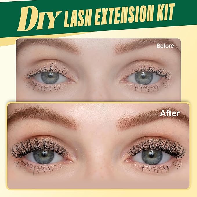 KEYYOULASH Lash Clusters Kit 144pcs 8-18MIX Natural&Wispy Cluster Lashes Thin Band Lash Extension Kit with Bond and Seal,Remover,Applicators for DIY Fluffy Eyelash Extension Kit at Home(KY02 Kit)
