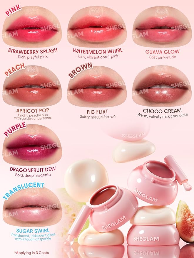 SHEGLAM Hydra Jelly Pocket Lip Jam Hydrating Nourishing Lip Gloss Moisturizing Lip Makeup-Fig Flirt