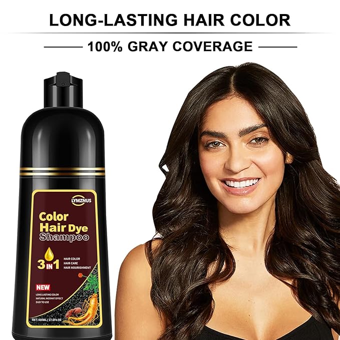Dark Chocolate Hair Dye Shampoo 3 in 1 for Gray Hair, Herbal Hair Color Shampoo for Men and Women 500ml- 100% Gray Coverage, Dark Chocolate Brown Hair Dye for Dark hair Colors in Minutes