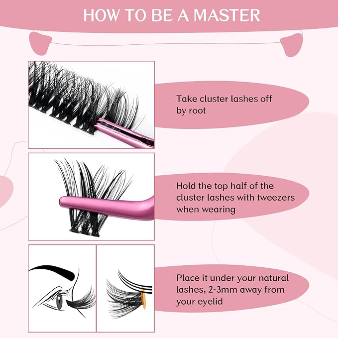 Cluster Lashes 72 Pcs Lash Clusters DIY Eyelash Extension Individual Lashes D-8-16mix Thin Band Easy to Apply at home Lashes (Adore, D-8-16mix)