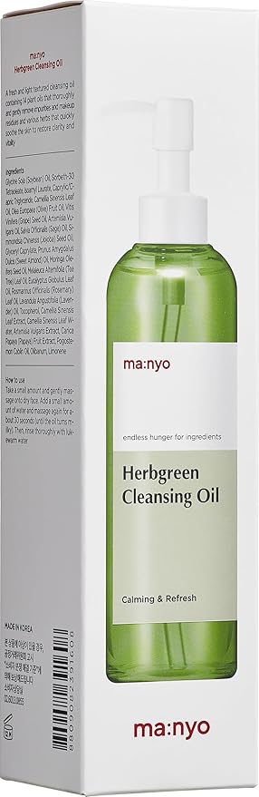 MANYO Herb Green Cleansing Oil, Gentle Makeup Remover with Natural Herbal Extracts, Artemisa, Tea Tree, Deep Cleansing & Hydrating, Suitable for All Skin Types, Korean Skincare 6.7 fl oz (200ml)