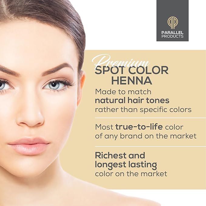 Parallel Products Spot Color Henna Kit - Henna Hair Dye - 3 grams - Tint for Professional Spot Coloring - With Mixing Dish - Covers Grey Hair - Root Touch Up (Medium Brown)
