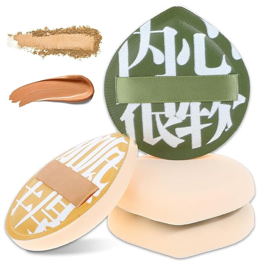4 Pcs Korean Makeup Sponge Puff for Foundation Concealer, Teardrop Makeup Sponge Set Cushion Puff Foundation Sponges for Liquid Cream Contouring (Large Size)
