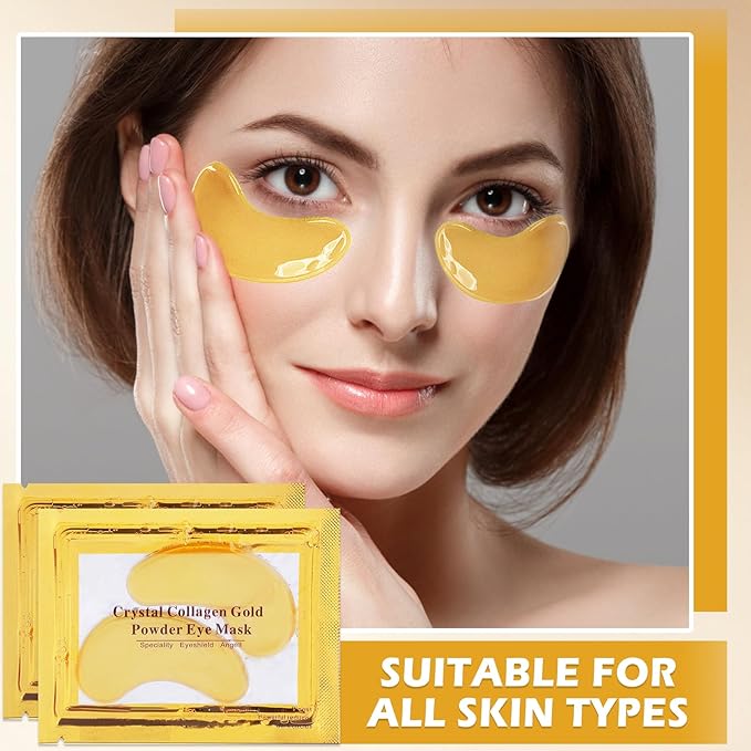 CAHIUYOA 30 Pairs Gold Eye Mask Under Eye Patches for Dark Circles and Puffy Eyes Moisturizing Under Eye Mask Reduce Eye Bags