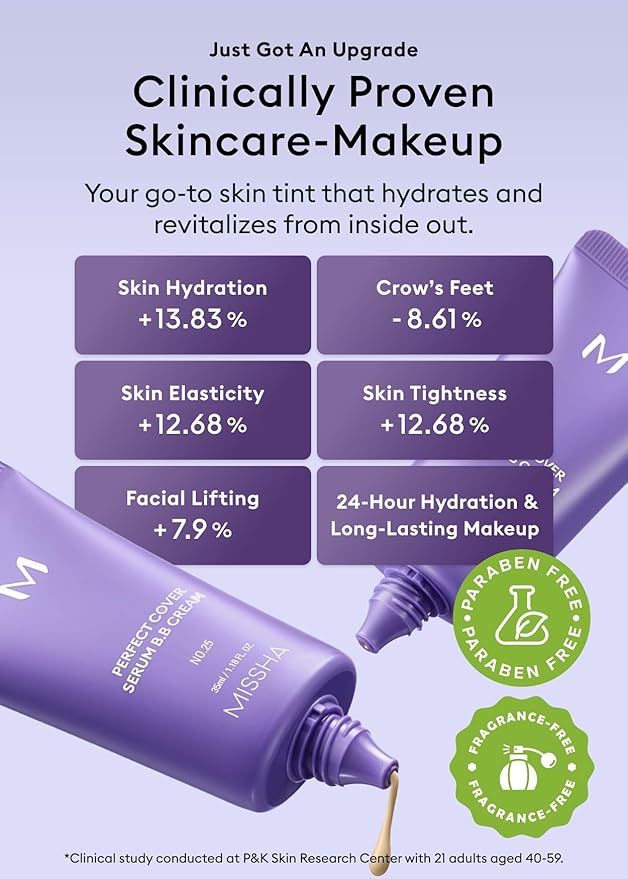 MISSHA M PERFECT COVER SERUM BB CREAM No.21 Light Beige - Light with Cool Undertone, BB Cream by Cardi B Pick, Skin Tint, Tinted Moisturizer, Skin Care Foundation Makeup, Korean Makeup,1.18 Fl oz