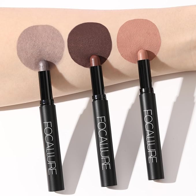 FOCALLURE 3PCS Cream Eyeshadow Stick Sets,Matte and Shimmer Eye Brightener, High Pigmented Crease-proof Pencil,Long Lasting Eye Shadow Highlighter Makeup,Numb
