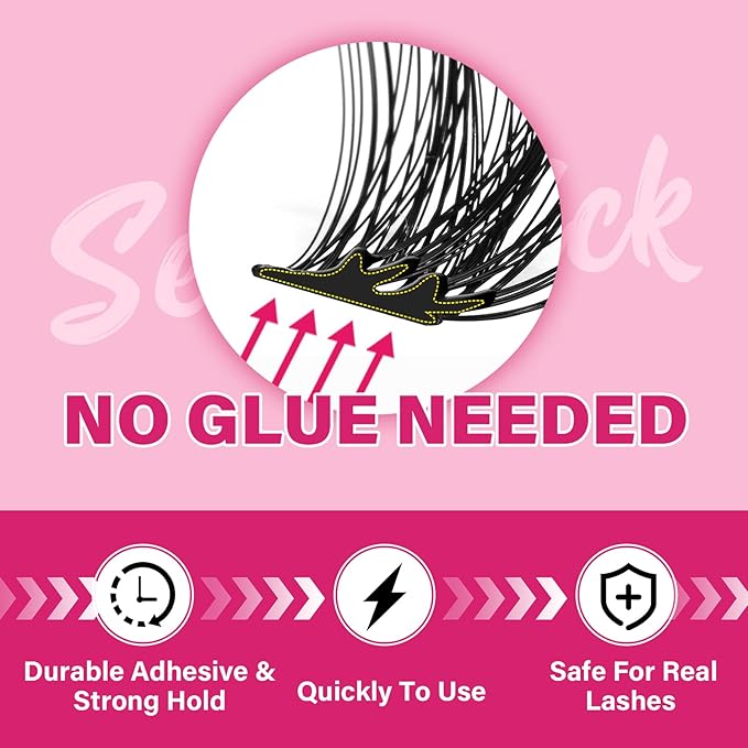 Self Adhesive Eyelashes 48Pcs Lash Clusters Self Stick Lashes Reusable Self-adhesive Lashes No Glue Cluster Lashes Easy for Use(Lotus,D-10-18mix)