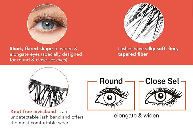 Ardell Extension FX C Curl False Eye Lashes to Elongate & Widen Eyes, 4 pack