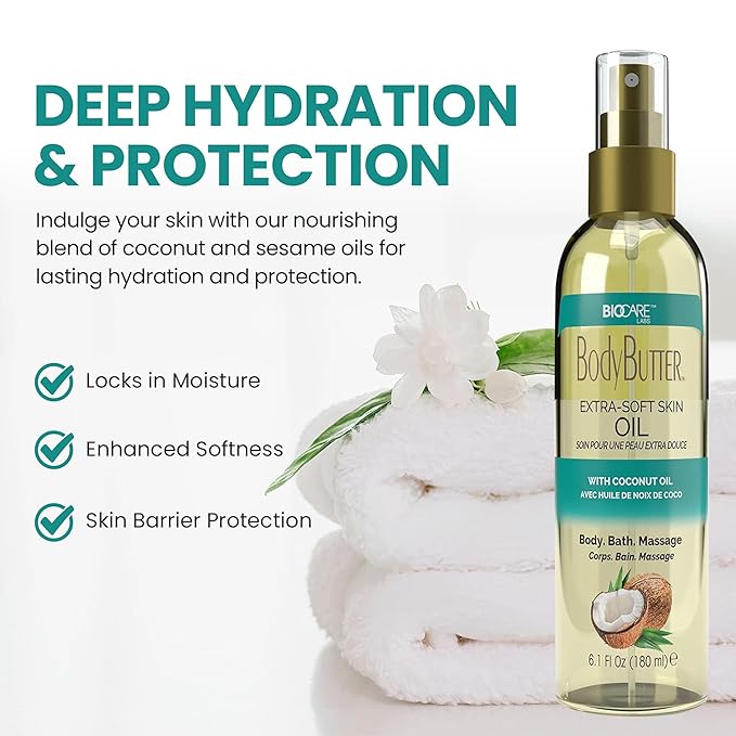 Biocare Extra-Soft Skin Body Oil with Coconut Oil - 6 oz