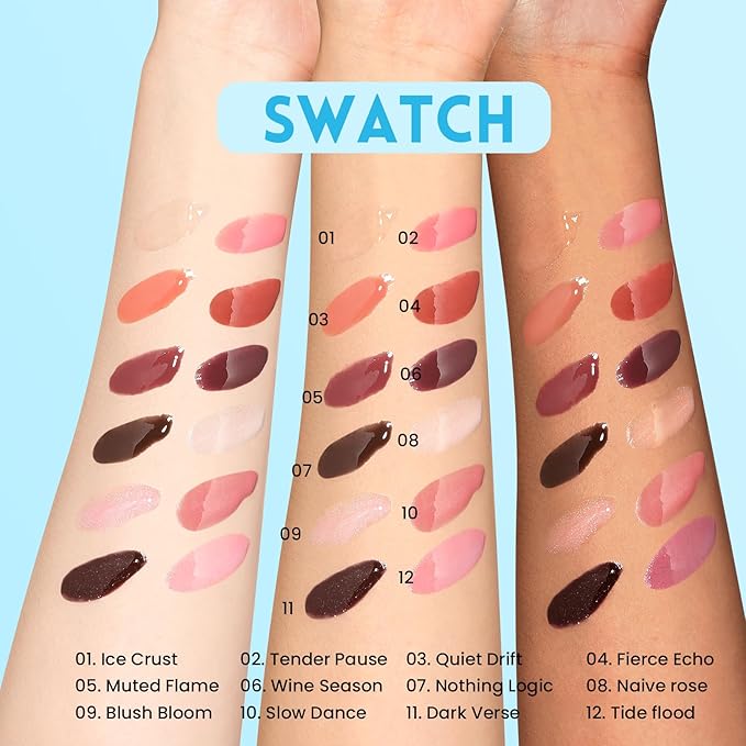 Pudaier Excellent Recovery Glossy Lip Stain, Moisturizing Lip Care Tinted Lip Oil, Hydrating Plumping Lip Gloss Balm, Non-Sticky Long Lasting Light Texture LipGloss Oil for Dry Lip (05 Muted Flame)