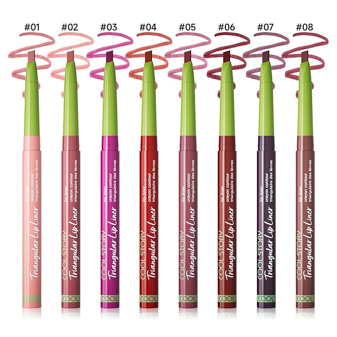 8pcs Nude Lip Liner Makeup Set - Waterproof & Smudge-Proof Matte Pencil, Long-Lasting & Durable, Smooth & Easy Glide, Non-Smudge, Contouring, Filling & Layering (Triangular, 8 Count (Pack of 1))