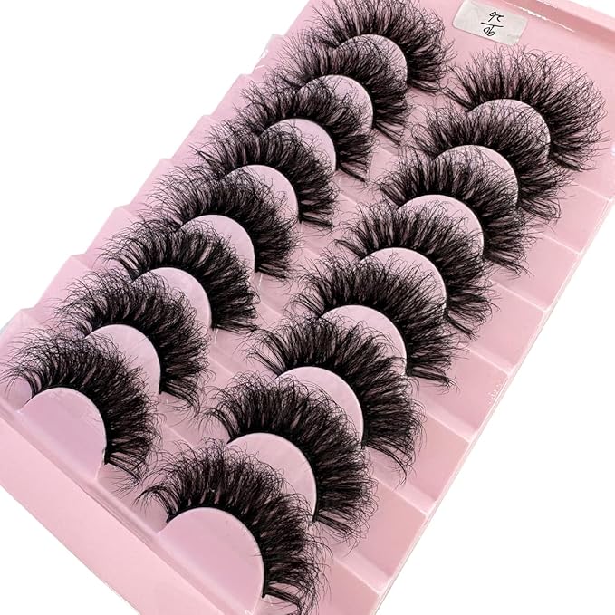 HBZGTLAD Mink Lashes Fluffy False Eyelashes 25mm Dramatic Faux Mink Eyelashes Natural Look Cat Eye Volume Eye Lashes Multipack (9D-26)
