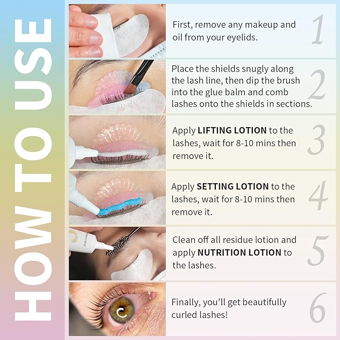 Lash Lift and Brow Lamination Kit, 2-in-1 Eyelash & Eyebrow Perm Set with Glue Balm, 4-6 Weeks Curl, Easy Application for Beginner and Salon