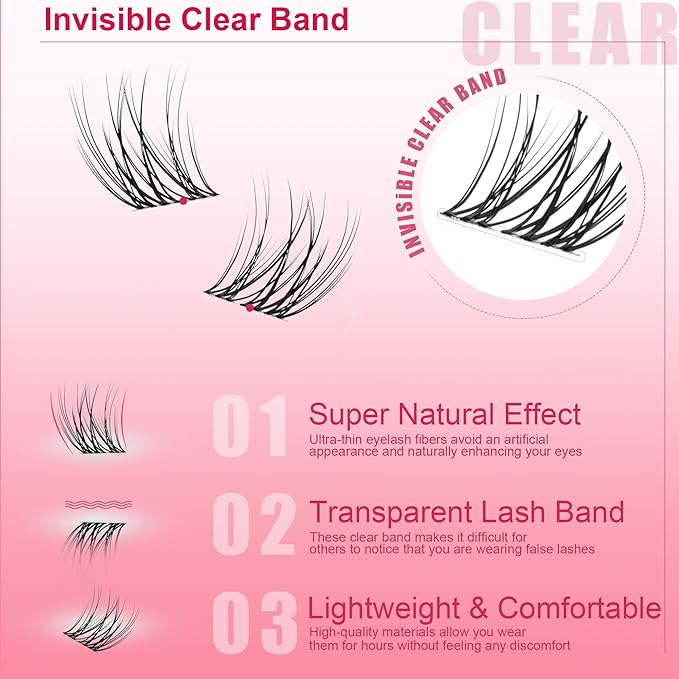 Wispy Lash Clusters 140 Pcs 12mm Mix Eyelash Clusters C Curl Cluster Eyelash Extensions Natural Wispy Cluster Lashes Reusable Individual Invisible Band Lash clusters (QX-12mm)