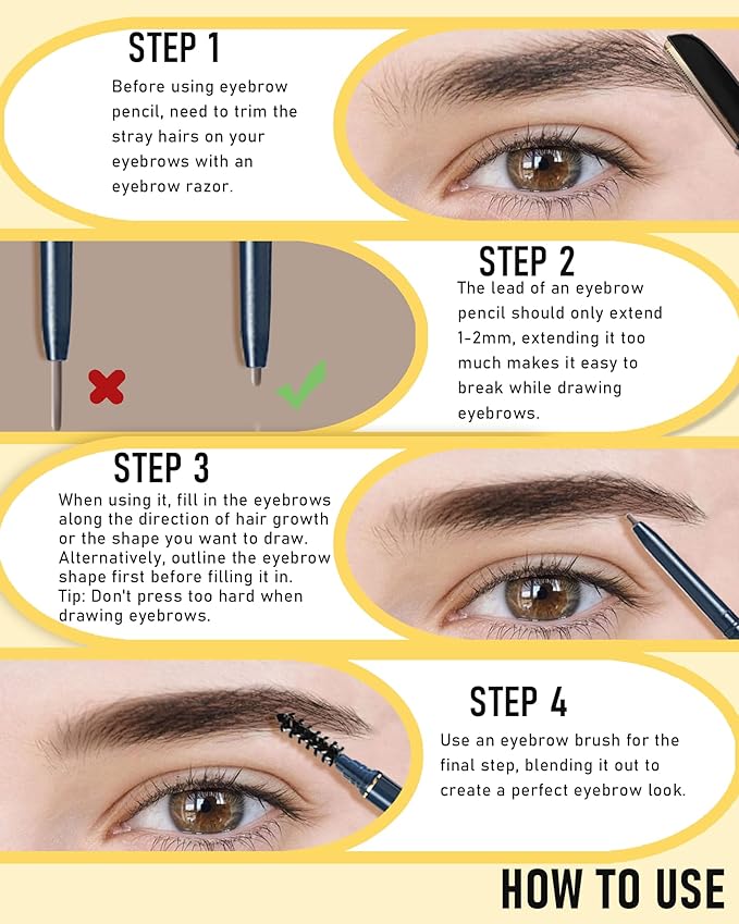 Eyebrow Pencil for Women, 12Pcs Light Brown Ultra-Fine Eye Brow Pencil Set, Easy to Color, Longlasting Waterproof Eyebrow Tint Pen Kit for Define Shape & Fill Brow,Thanksgiving Makeup Gift for Girl-02