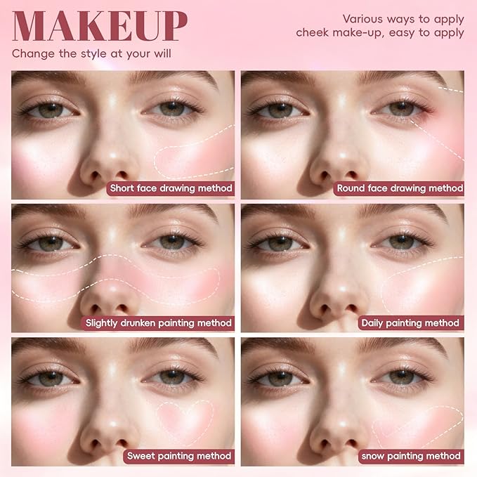 Gloss Glow Blush Palette for Cheeks and Lips, Natural Shimmer Dewy Glow Face Highlighter Nude Cream Blush Gloss Skin, Lightweight Blendable Multiuse Face Lip Makeup Palette 03Coral Orange