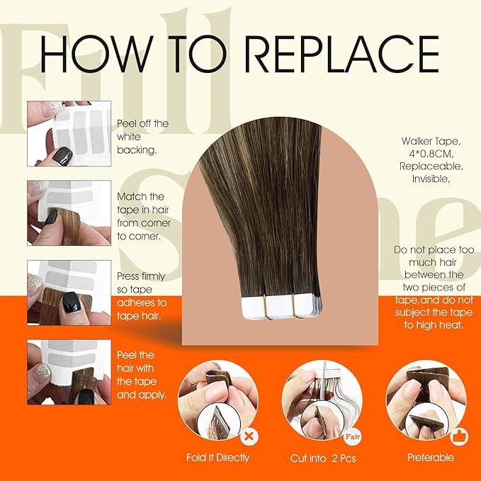 Full Shine Balayage Hair Extensions Tape in 12Inch Tape in Extensions Real Human Hair Color 4 Medium Brown Ombre 24 Honey Blonde Highlight 4 Brown Seamless Skin Weft Tape ins 30Gram 20Pcs