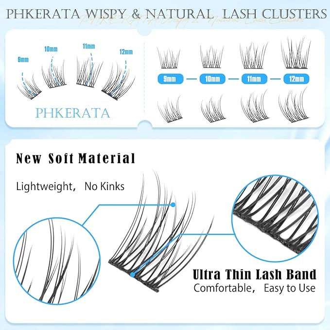 Wispy Lash Extension Kit Natural Lash Clusters Kit DIY Eyelash Clusters at Home 120 pcs Cluster Eyelash Extensions Kit Individual Lashes with Lash Glue Bond and Seal and Tweezers, 9-12 mm Mix