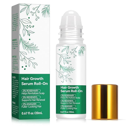 Rosemary for Women & Men Hair Growth Serum Roll-on, Growth Treatment for Thinning & Hair Loss, Reduces Hair Fall, Regrow Fuller Thicker Hair, Results in 8–15 Weeks, 2-Month Supply, 2x0.6fl oz/18mL