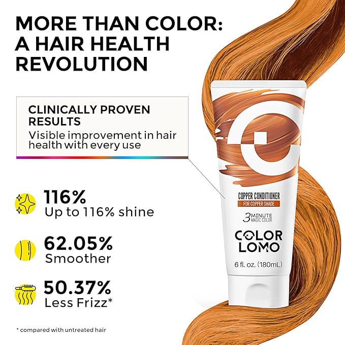 Semi Permanent Hair Color - 6 oz Color Depositing Conditioner with Shea Butter & Almond Oil- Color Conditioner Depositing Hair Mask - Vegan, Paraben, Ammonia & Sulfate Free -Copper