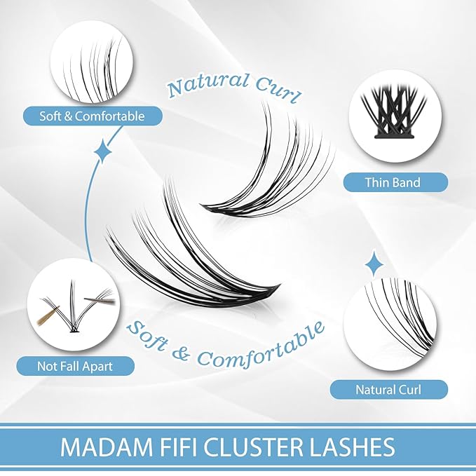 20D & 30D Lash Clusters, DIY Individual Lash Extensions, Soft Reusable Natural Eyelashes, 0.07mm C Curl, Mixed Lengths 9-15mm, Natural Look False Lashes