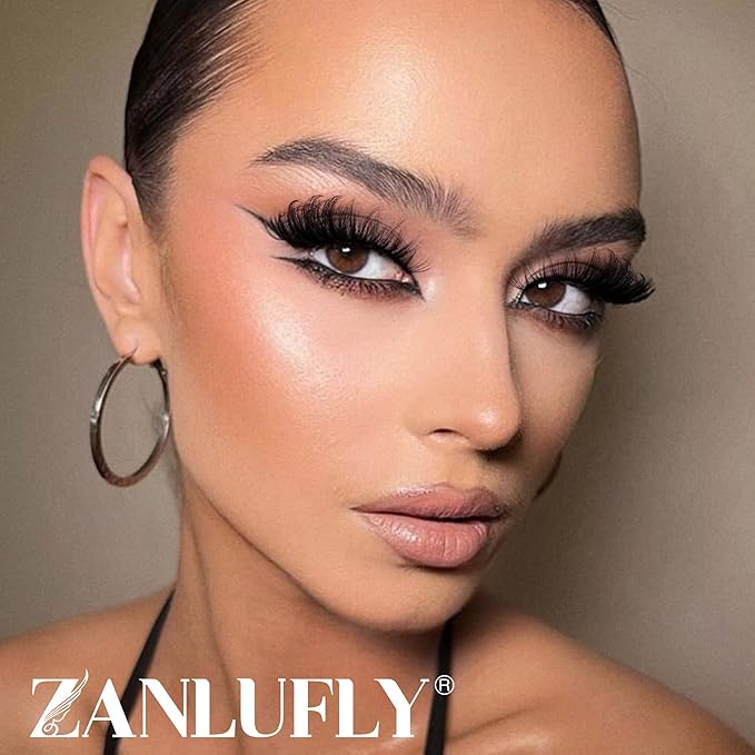 False Eyelashes Russian Strip lashes zanlufly Cat Eye Eyelashes Faux Mink Lashes D-Curly Volume Fake Lashes Look Like Extension Eyelashes Long Strip Wispy 14 Pairs Lashes