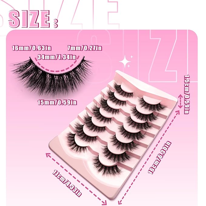 14Pairs Wispy Mink Lashes Fluffy Eyelashes Natural Look 5D Volume Fake Eyelashes 2Pack 3D1004-7