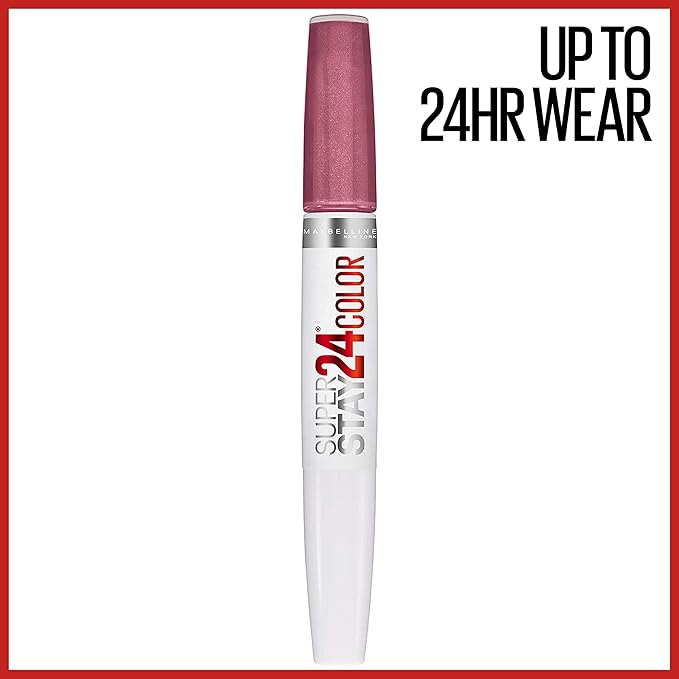Maybelline Super Stay 24, 2-Step Liquid Lipstick Makeup, Long Lasting Highly Pigmented Color with Moisturizing Balm, Perpetual Plum, Purple, 1 Count