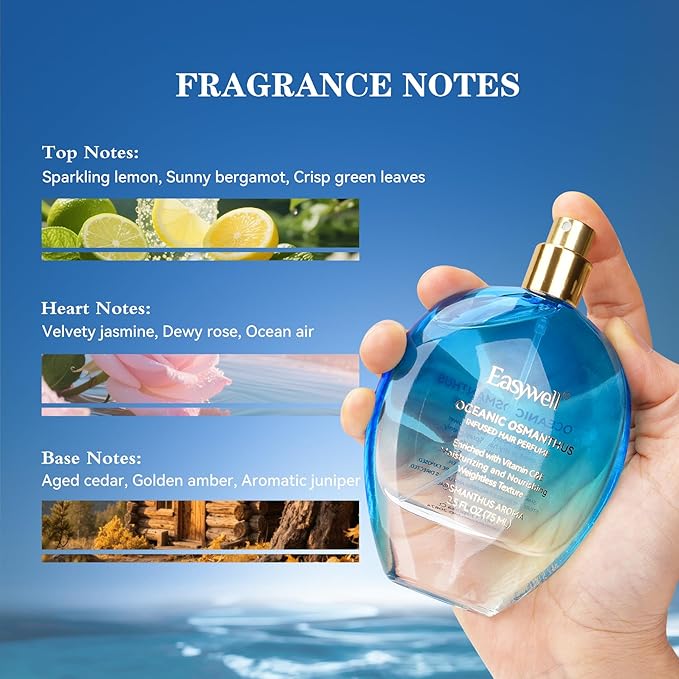 Hair Perfume for Women, Christmas Gift Birthday Gifts for Mom and girls, Leave In Conditioner Spray with Vitamin B5, Hair Care Fragrance, Hair Oil Mist, Oceanic Osmanthus, 2.5 fl oz