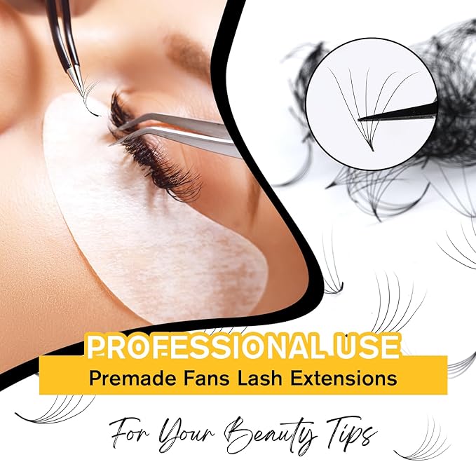 500 Premade Fans Lash Extension 14D 0.03 C Curl Promade Fans 11mm Premade Lash Fans for Eyelash Extension Middle Stem Handmade Loose Pre made Eyelash Fans Volume Soft Pointy Base (14D,0.03-C-11MM)