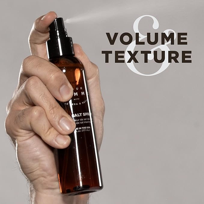 CHI Pour Homme Sea Salt Spray for Men, Hairspray For Texture & Volume, Creates A Natural Look, Made With Aloe Vera & Nettle, Fresh, Woody Scent, 6 oz