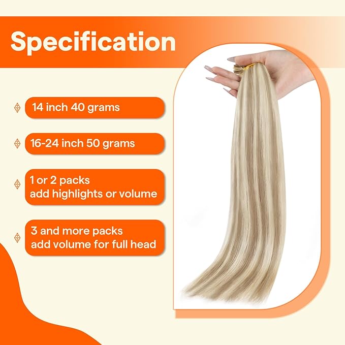 Full Shine U Tip Hair Extensions Human Hair Blonde Highlighted Utip Human Hair Extensions 14 Inch Keratin Tip Extensions 40 Grams Fusion Extensions Remy Hair for Women