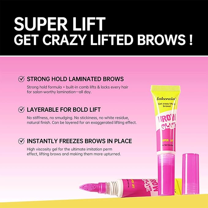 Clear Eyebrow Gel, Brow Lamination Gel for Instant Lift and Long-Lasting Hold & Built-In Styling Comb, for Fluffy Defined Brows