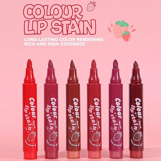Lip Stain Marker, Long Lasting and Transfer-Proof Liquid Lip Liner, High Pigmented Matte Stained Lip Tint Marker Lip Liner Contour Tint Lip Makeup(#05)