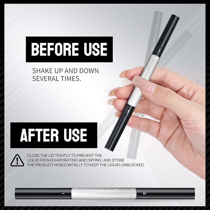 Double-Ended Eyebrow Pen, 0.01mm Micro-fork Tip,Waterproof Liquid Brow Ink, Micro-Fork and Fine Tips, 5 Shades (5#Black)
