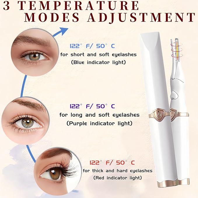 Heated Eyelash Curler - 2 in 1 Clip-Type Eyelash Curlers - Electric Eyelash Curler Rechargeable for 24H Long Lasting, 3 Heating Modes, 8S Fast Heating, Makeup Tool Gifts for Women Girls, White-DB