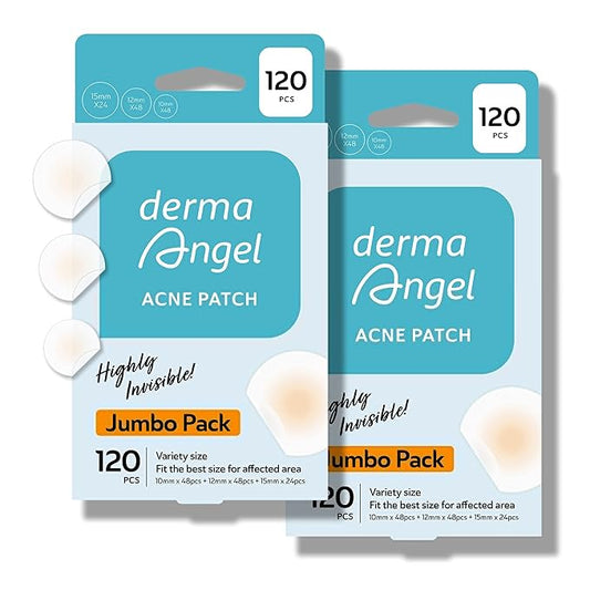 DERMA ANGEL Ultra Invisible Acne Patches for Cystic Acne Treatment Pimple Hydrocolloid Patches - Day and Night Use - UPGRADED (240 Count 3 Sizes)
